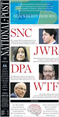 Portada de The National Post (Canadá)