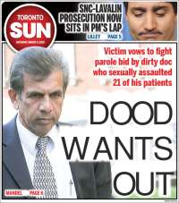 Portada de The Toronto Sun (Canadá)