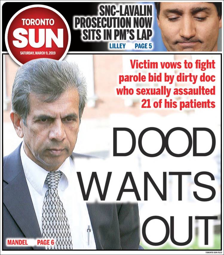 Portada de The Toronto Sun (Canadá)