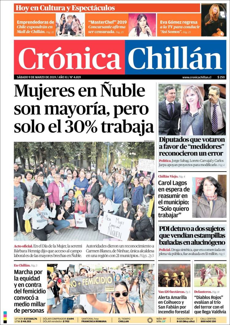 Portada de Crónica Chillán (Chile)