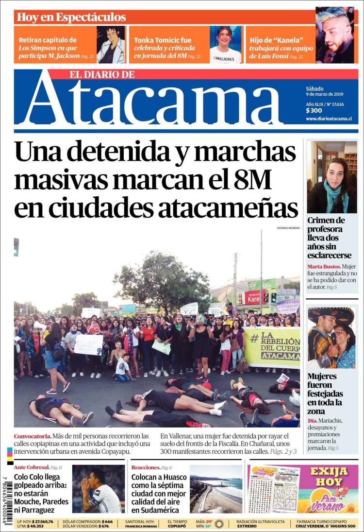 Portada de Diario de Atacama (Chile)