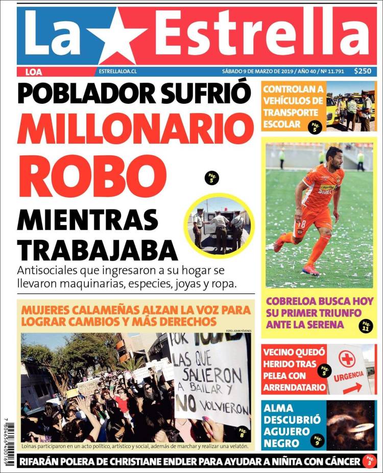 Portada de La Estrella de Loa (Chile)
