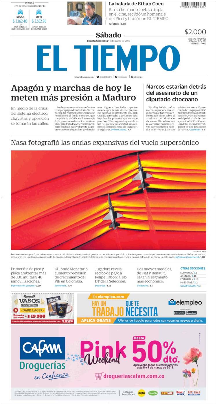 Portada de El Tiempo (Colombia)