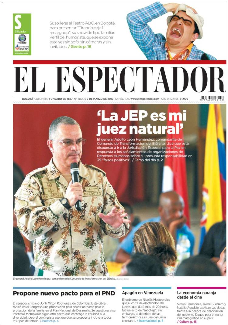 Portada de El Espectador (Colombia)