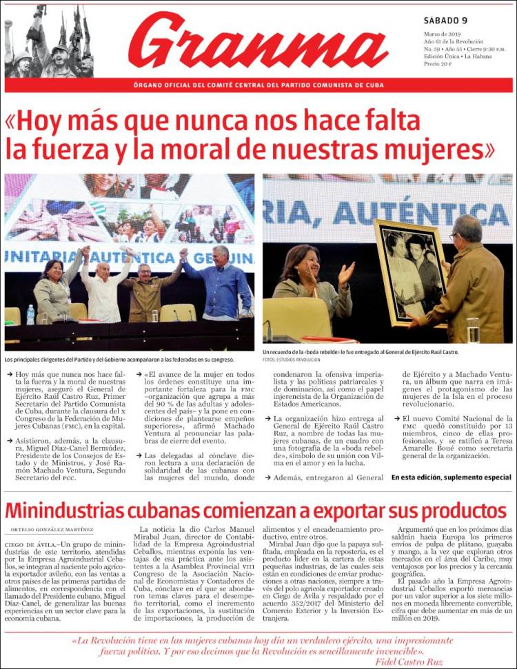 Portada de Granma (Cuba)