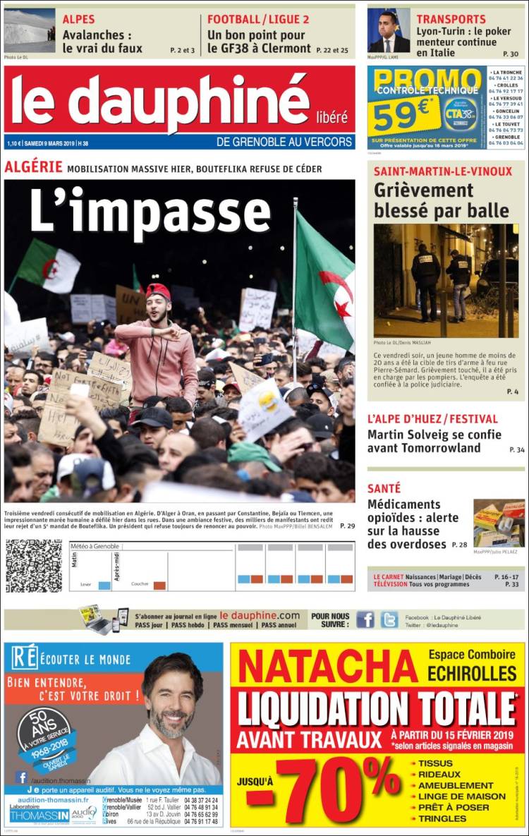 Portada de Le Dauphiné Libéré (Francia)