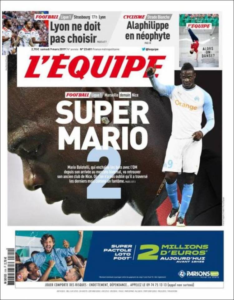 Portada de L'Equipe (Francia)