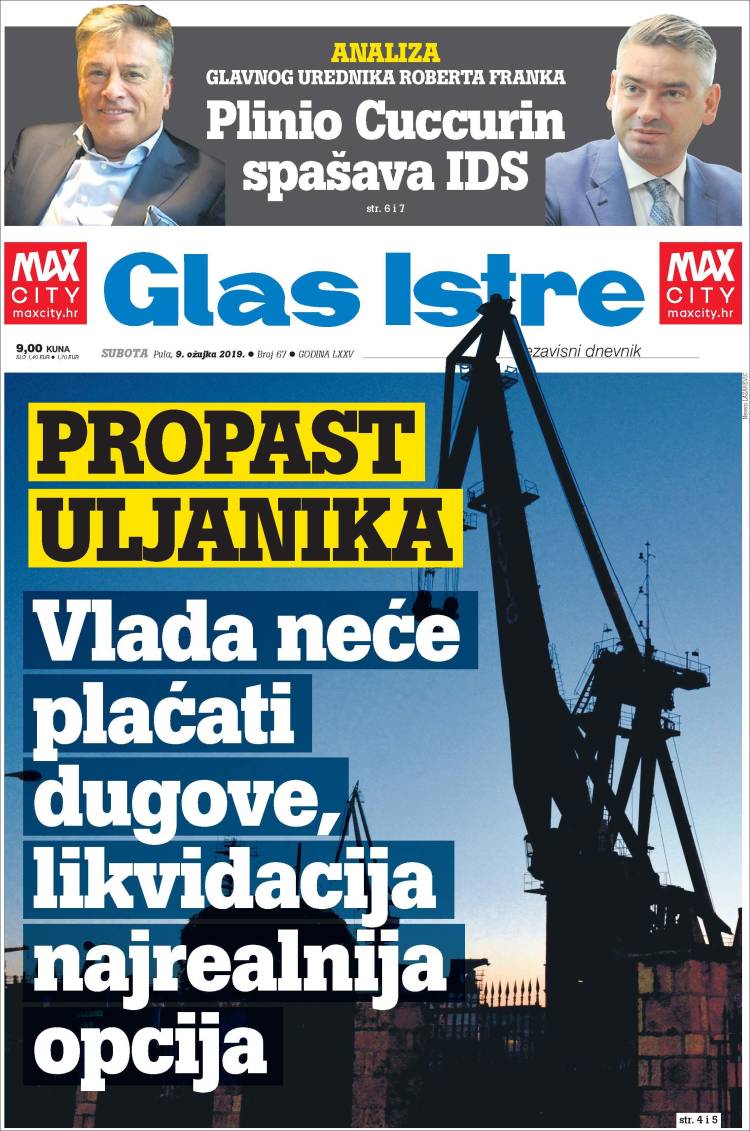 Portada de Glas Istre (Croacia)