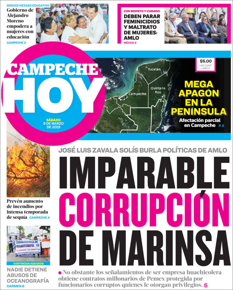 Portada de Campeche Hoy (M&eacute;xico)