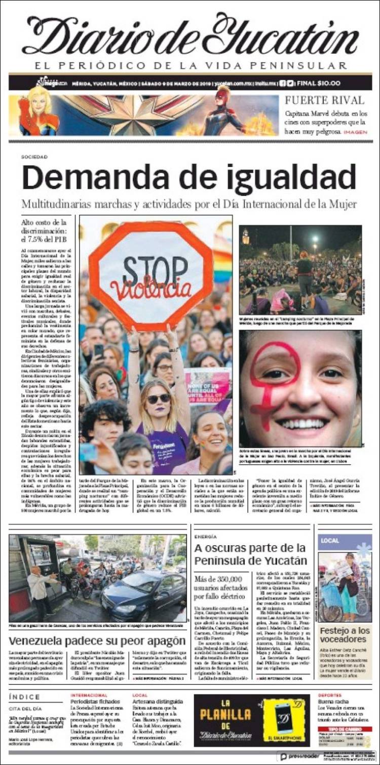 Portada de Diario de Yucatán (M&eacute;xico)