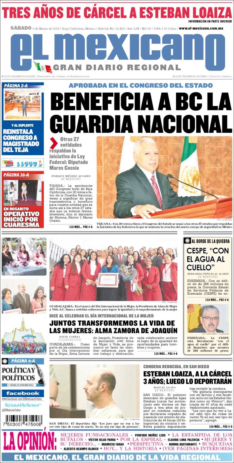 Portada de El Mexicano - El Gran Diario Regional (M&eacute;xico)