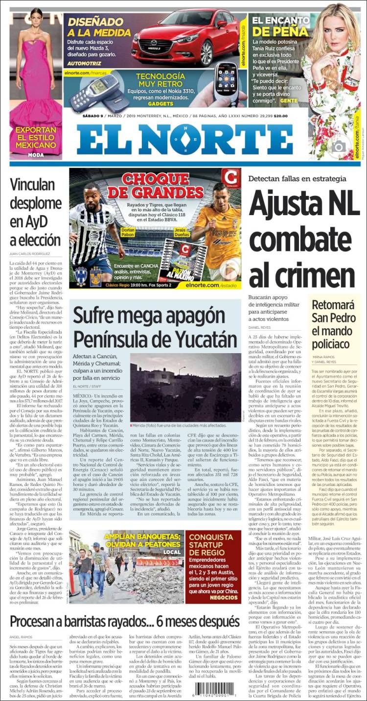 Portada de El Norte (M&eacute;xico)