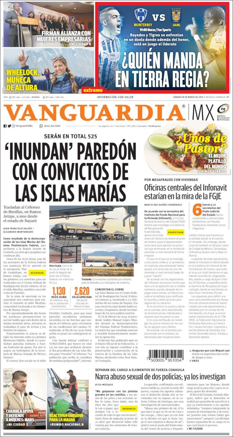Portada de Vanguardia (M&eacute;xico)