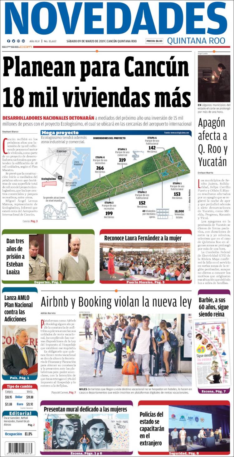 Portada de Novedades de Quintana Roo (M&eacute;xico)