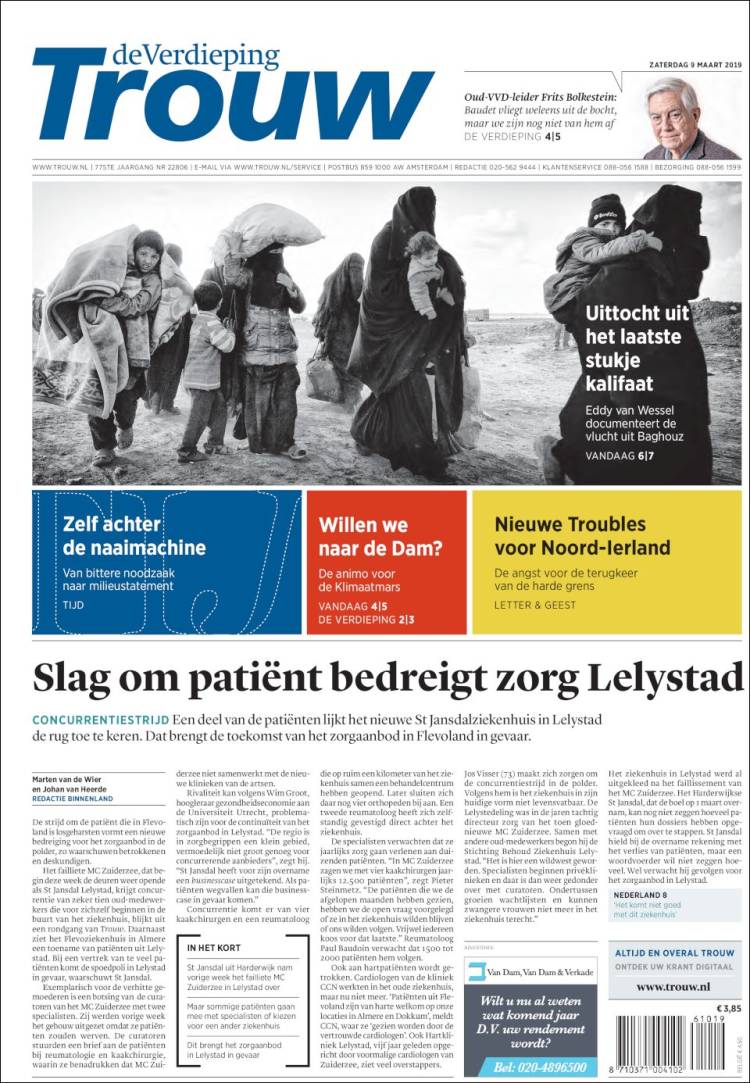 Portada de Trouw (Pa&iacute;ses Bajos)