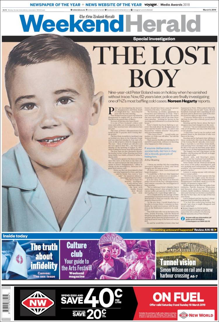 Portada de The New Zealand Herald (Nueva Zelanda)