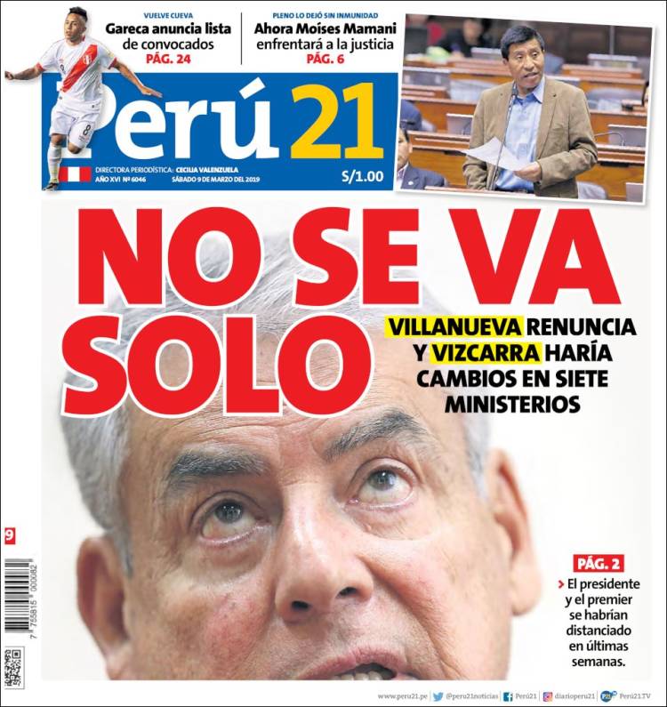 Portada de Perú 21 (Per&uacute;)