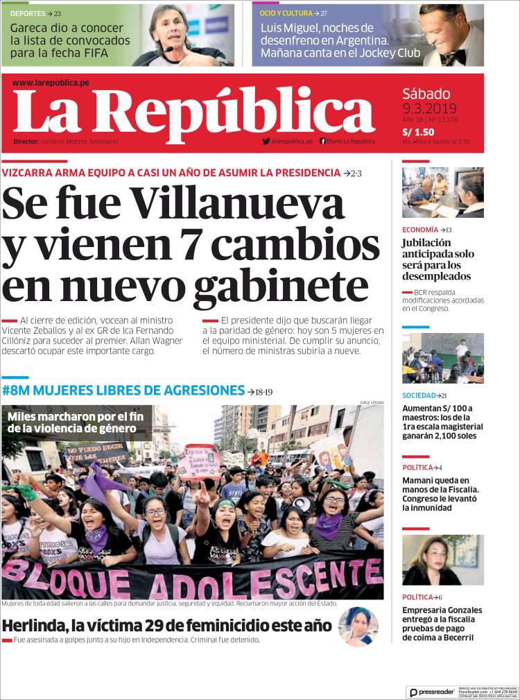 Portada de La Republica (Per&uacute;)