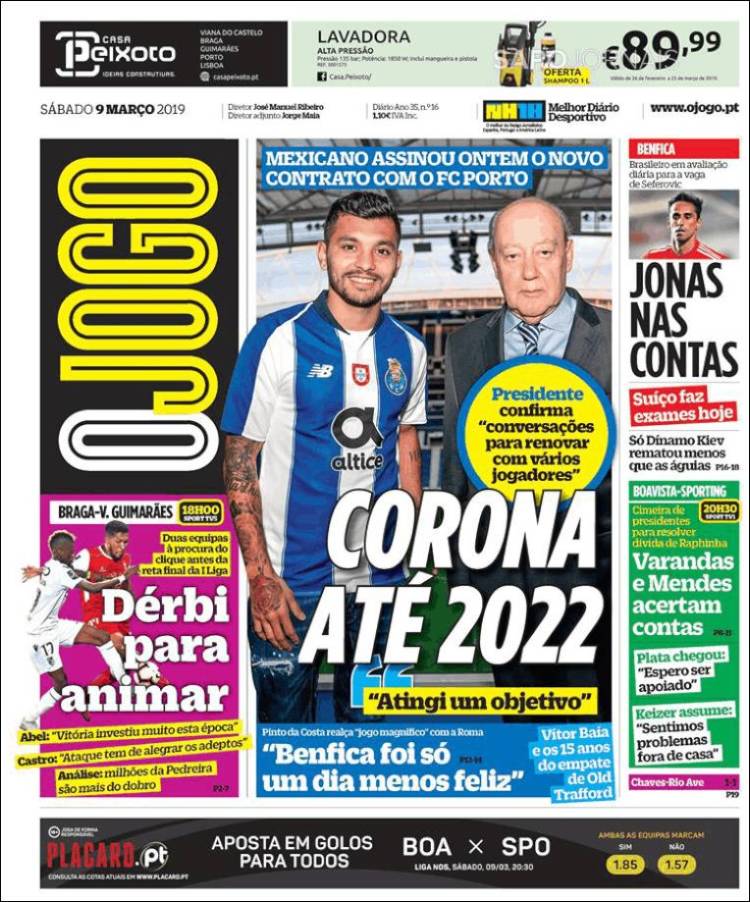Portada de O Jogo (Portugal)