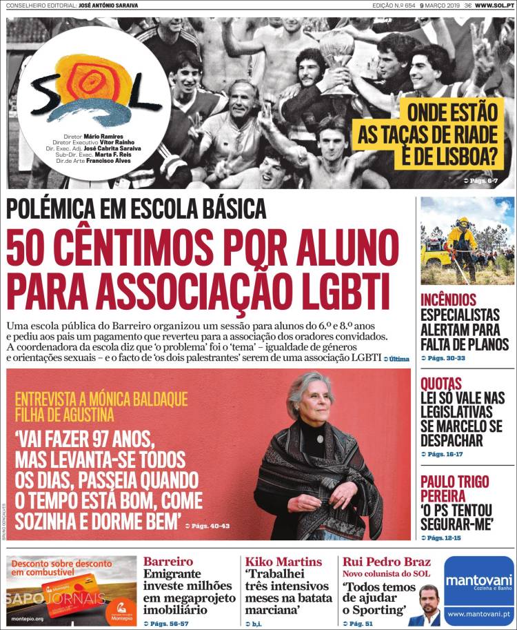 Portada de Jornal Sol (Portugal)