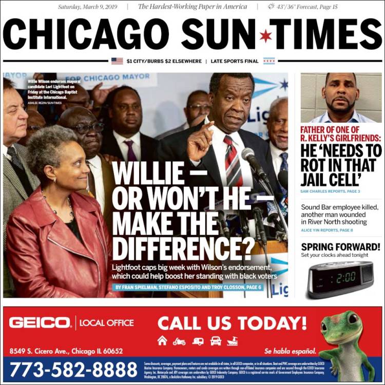 Portada de Chicago Sun-Times (USA)