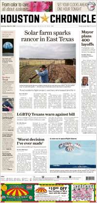 Portada de Houston Chronicle (USA)