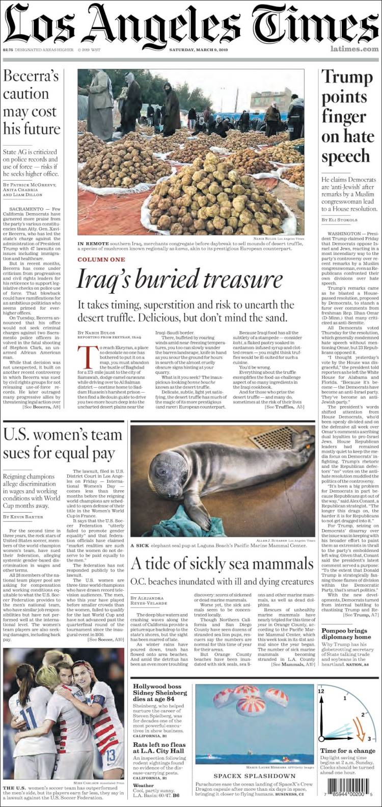 Portada de Los Angeles Times (USA)