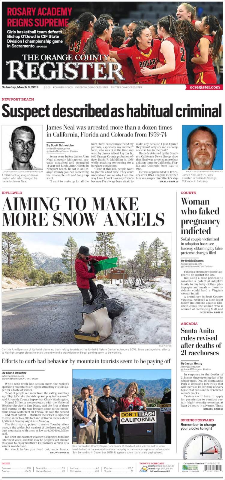 Portada de The Orange County Register (USA)