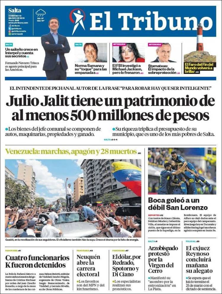 Portada de El Tribuno - Salta (Argentina)