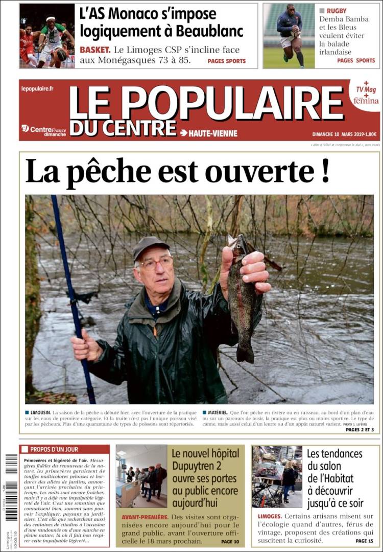 Portada de Le Populaire du Centre (Francia)