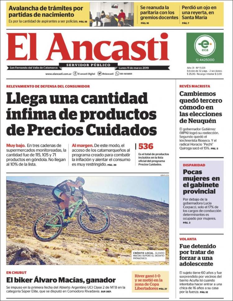 Portada de El Ancasti (Argentina)