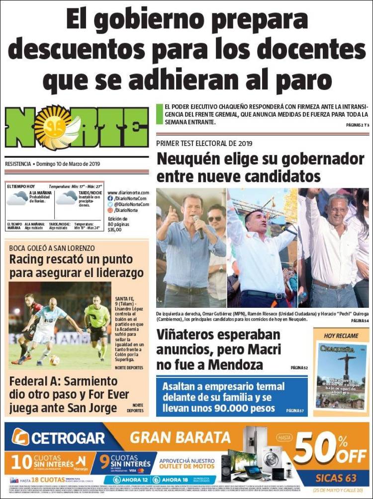 Portada de Diario Norte (Argentina)