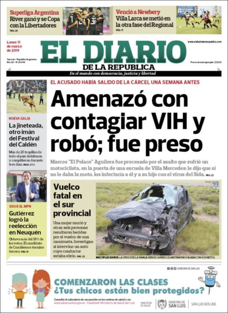 Portada de Diario de la República (Argentina)