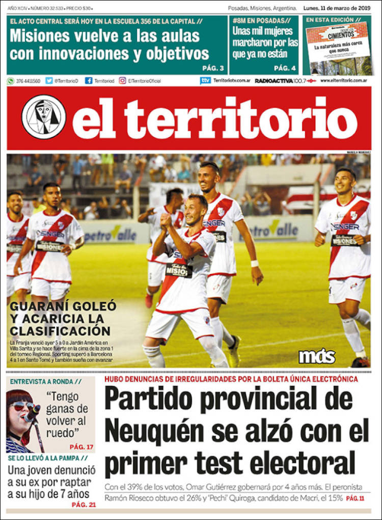 Portada de El Territorio (Argentina)