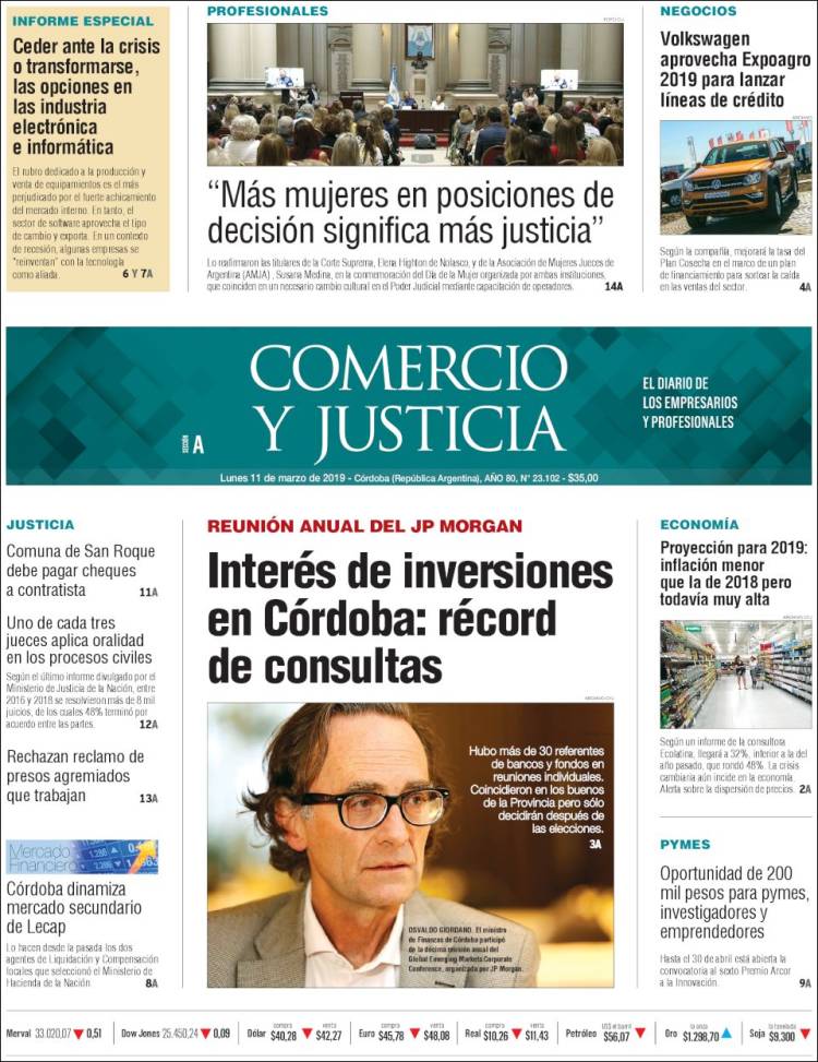 Portada de Comercio y Justicia (Argentina)