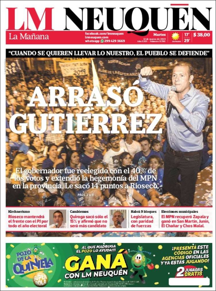 Portada de La Mañanade Neuquén (Argentina)
