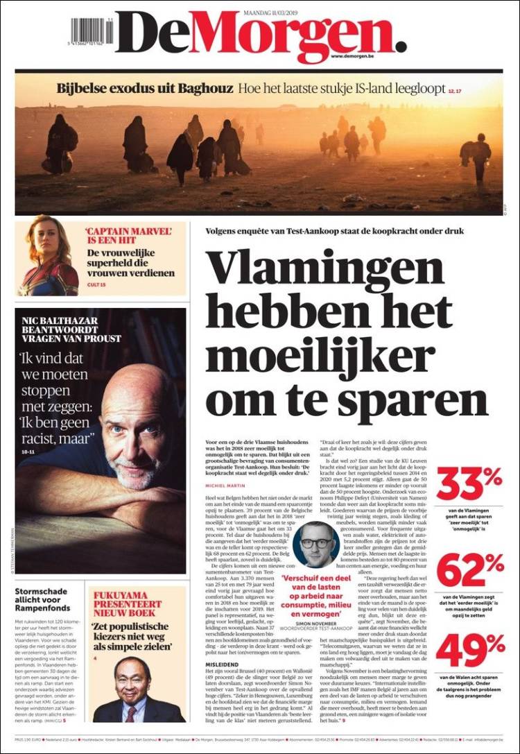 Portada de De Morgen (B&eacute;lgica)