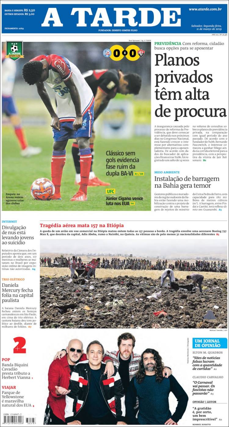 Portada de Diário A Tarde (Brasil)