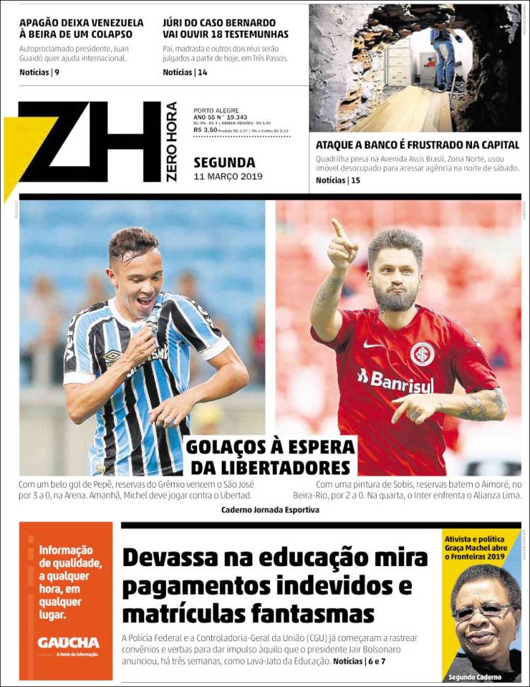 Portada de Zero Hora (Brasil)