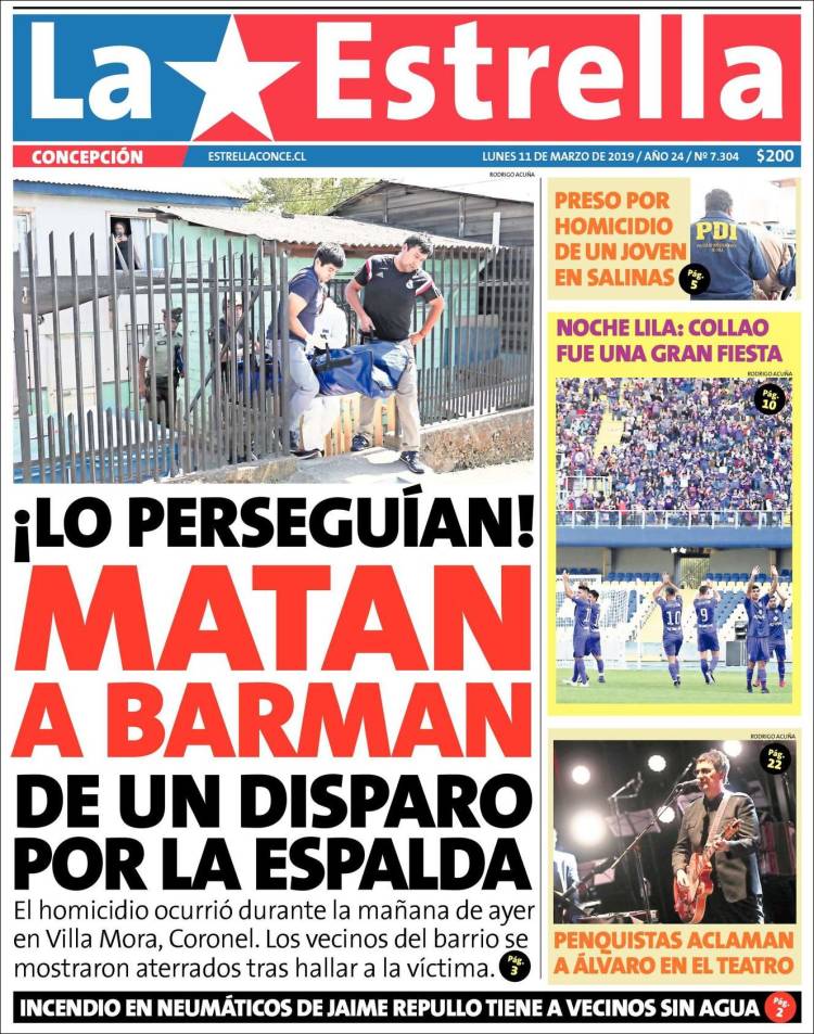 Portada de La Estrella de Concepción (Chile)