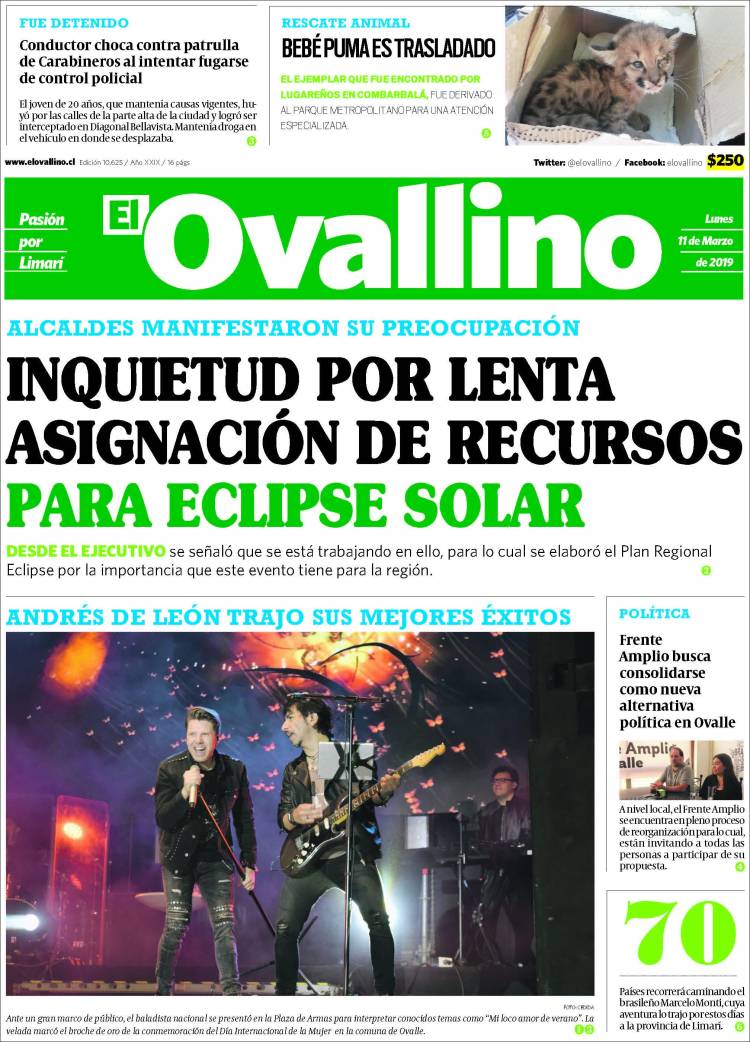 Portada de El Ovallino (Chile)