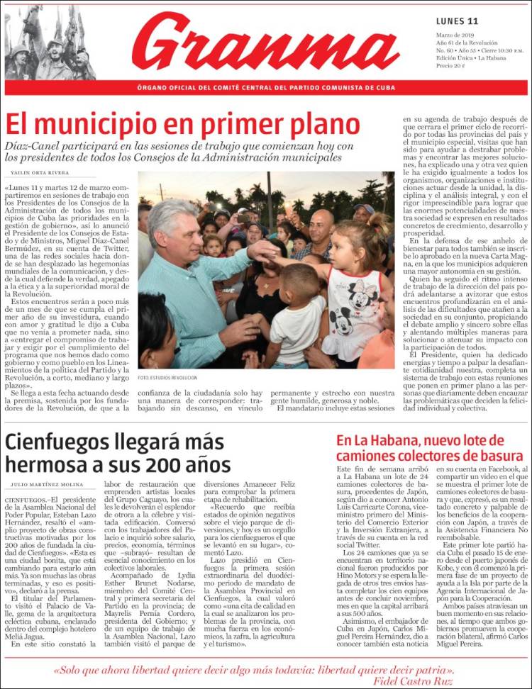 Portada de Granma (Cuba)