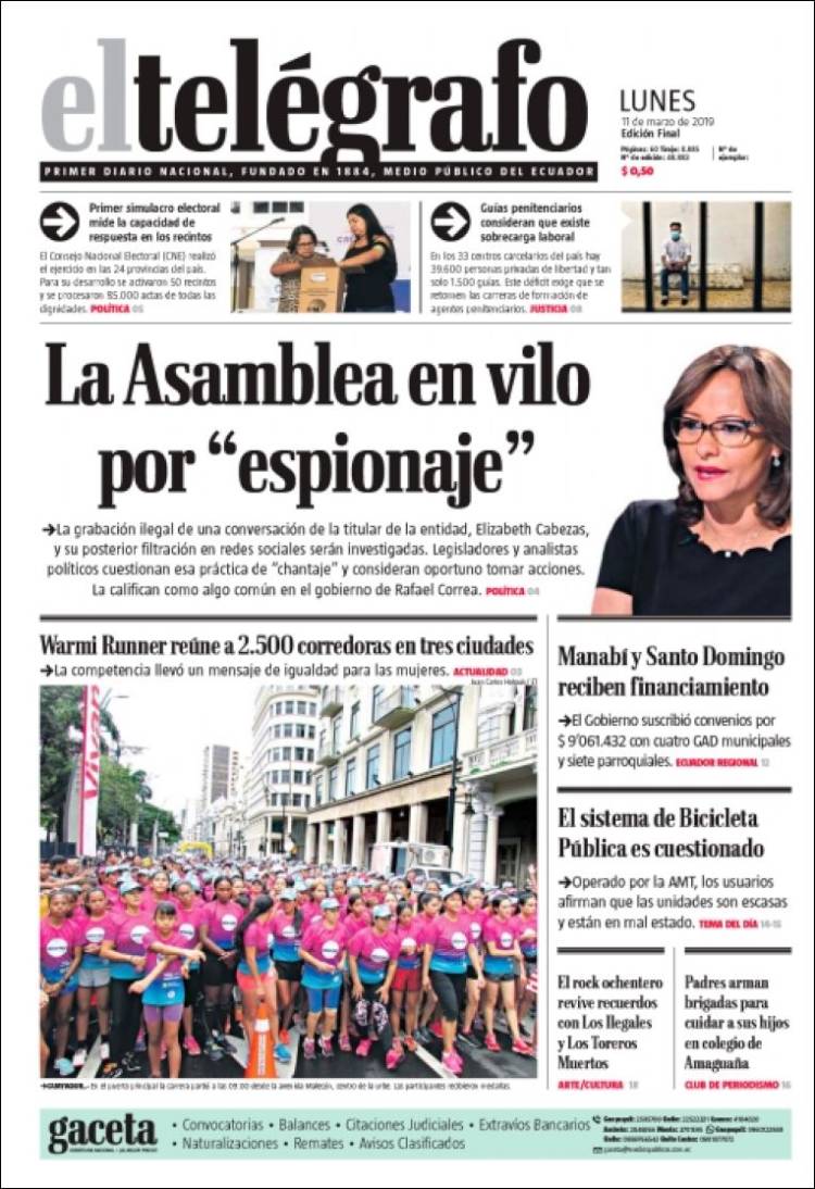 Portada de El Telégrafo (Ecuador)