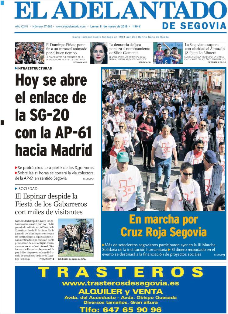 Portada de El Adelantado de Segovia (España)