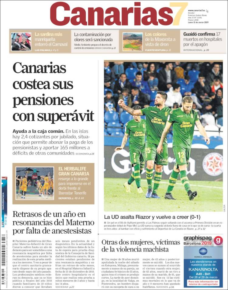 Portada de Canarias 7 (España)