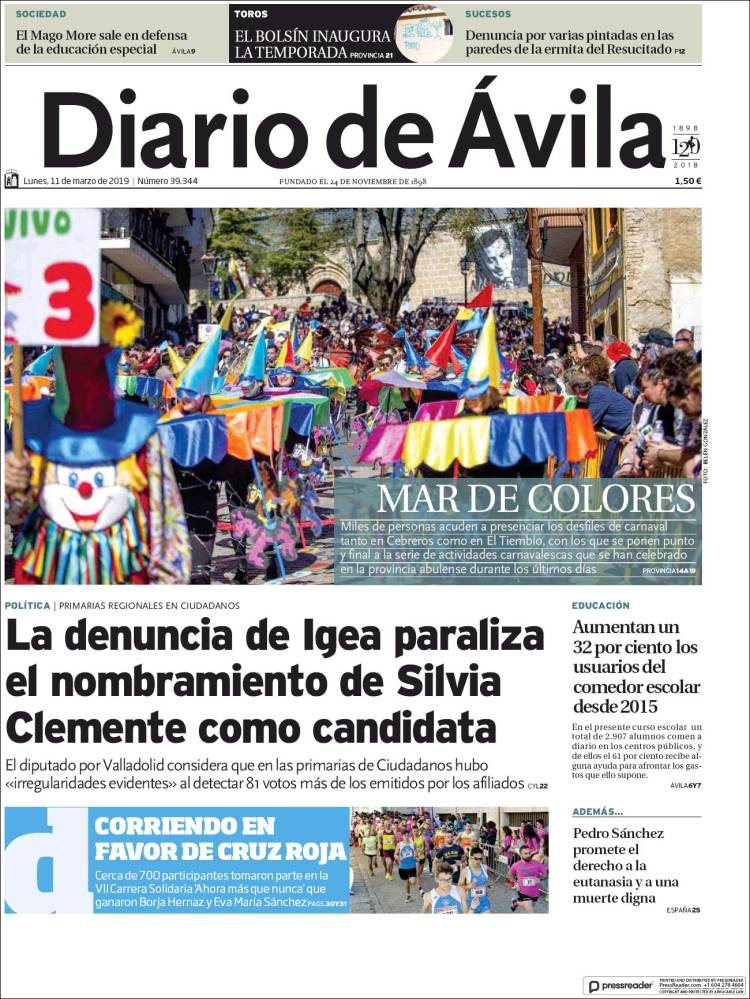 Portada de Diario de Ávila (España)