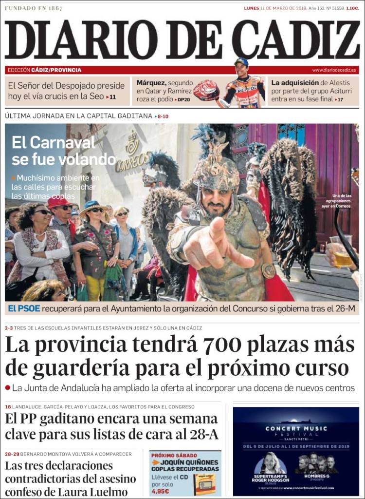 Portada de Diario de Cádiz (España)