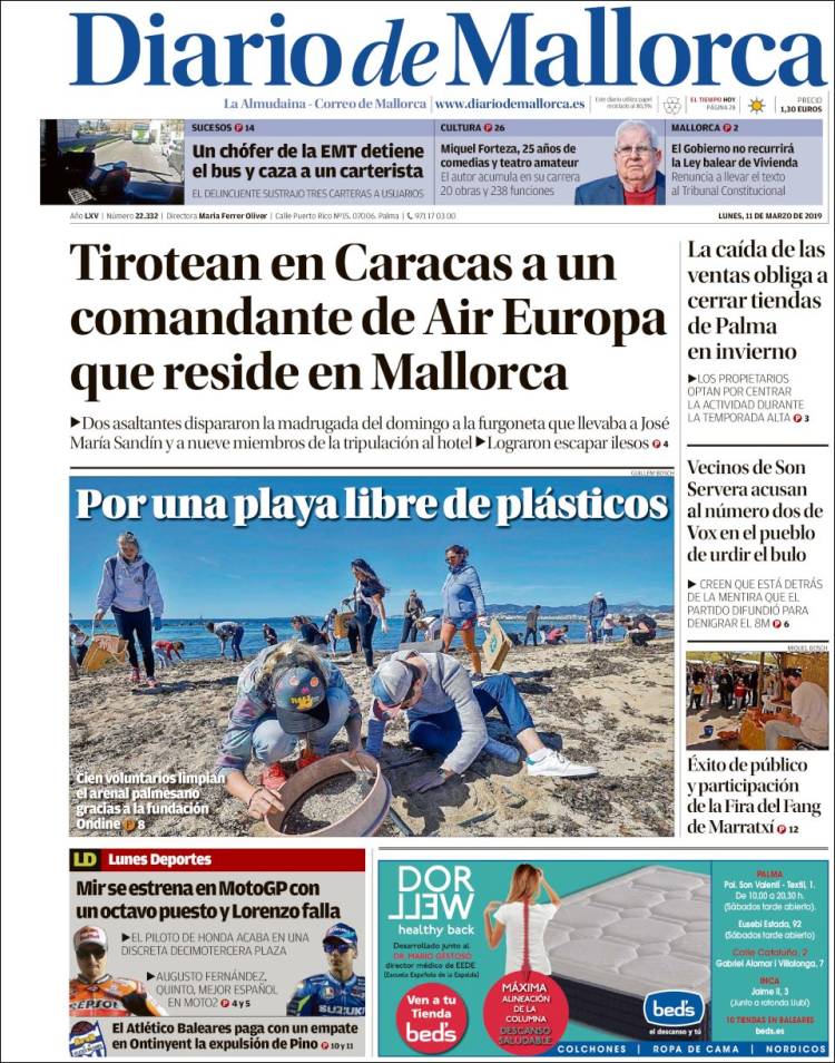 Portada de Diario de Mallorca (España)