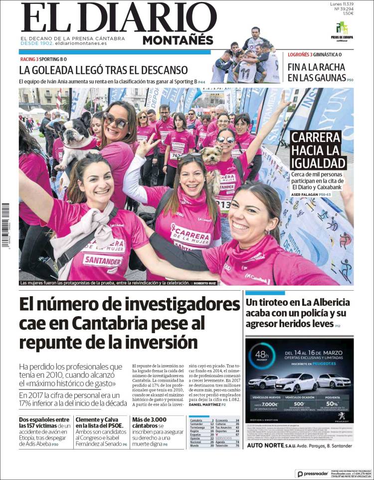 Portada de El Diario Montañés (España)