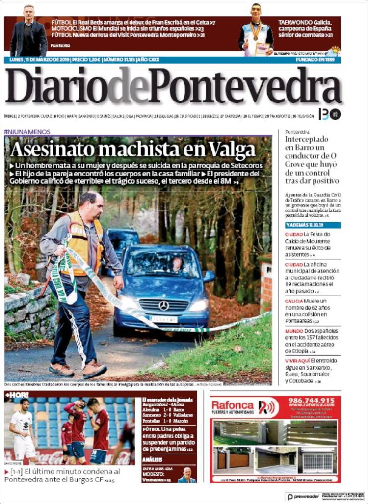 Portada de Diario de Pontevedra (España)